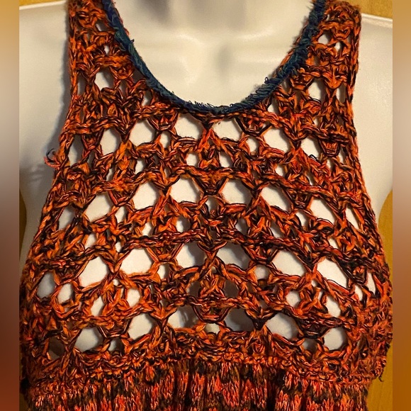 FINAL PRICE NWT,Free People Rare Heart crochet sweater dress,red/multi size S - Picture 3 of 15